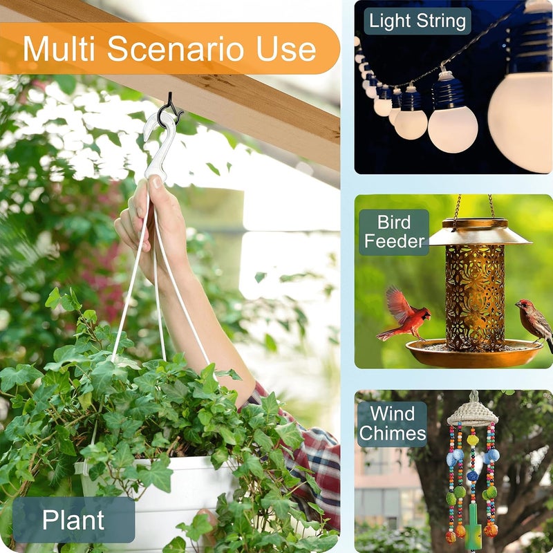 KULOLO Black Screw Hooks with Safety Lock 2.3" Rustproof Metal Ceiling Hooks for Hanging Plants, Baskets,String Lights & Outdoor Decor, 40LB Capacity (10, Black) - Image 3